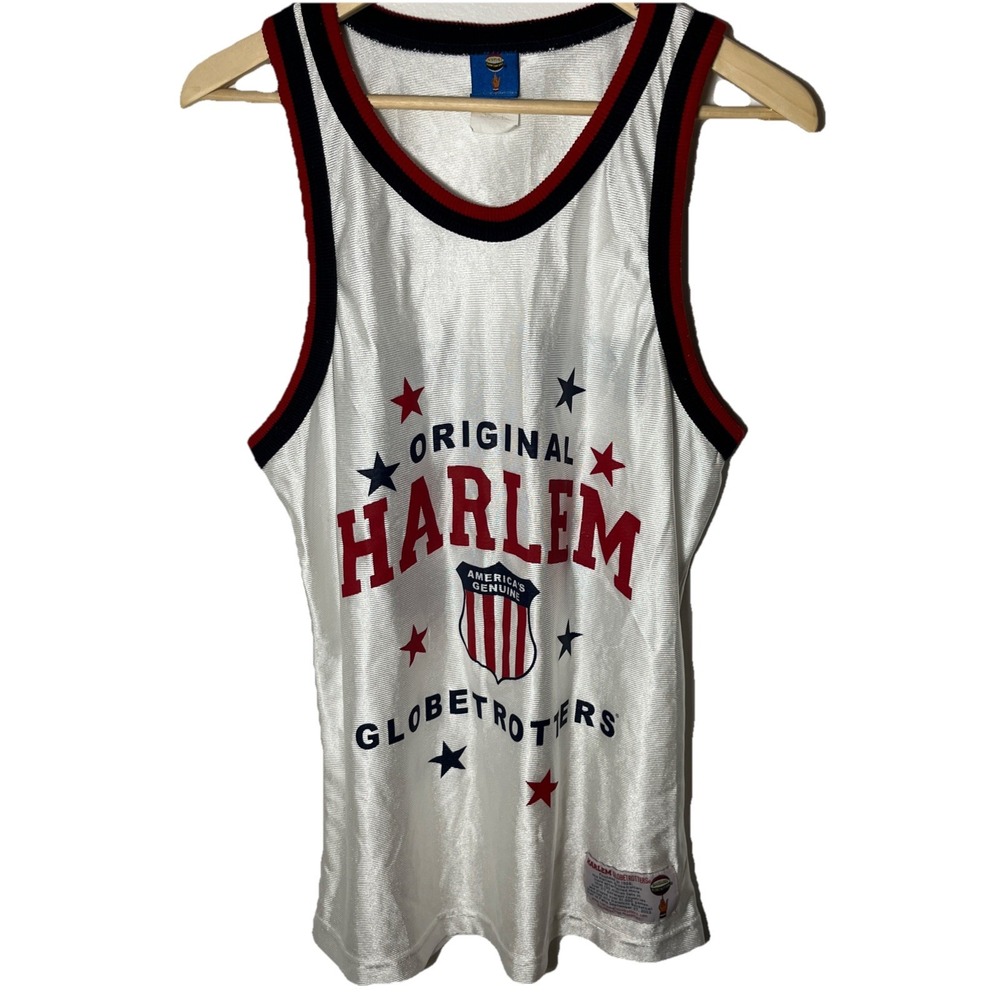 Harlem Globetrotters Basketball Jersey Mens Large White Mesh Tank Top 78 USA